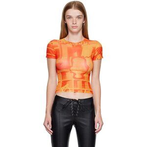Miaou Recycled Polyester T-shirt Plus Size 2XL Womens Stone Orange $100